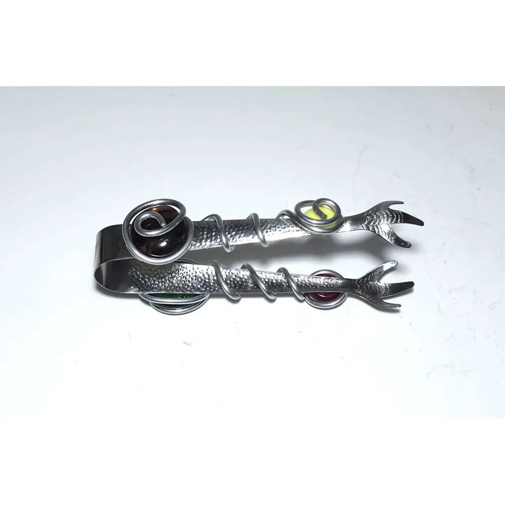 VTG 80’s Dary Rees Original Wire Wrapped Glass Cabochon Serving Tongs Claw New